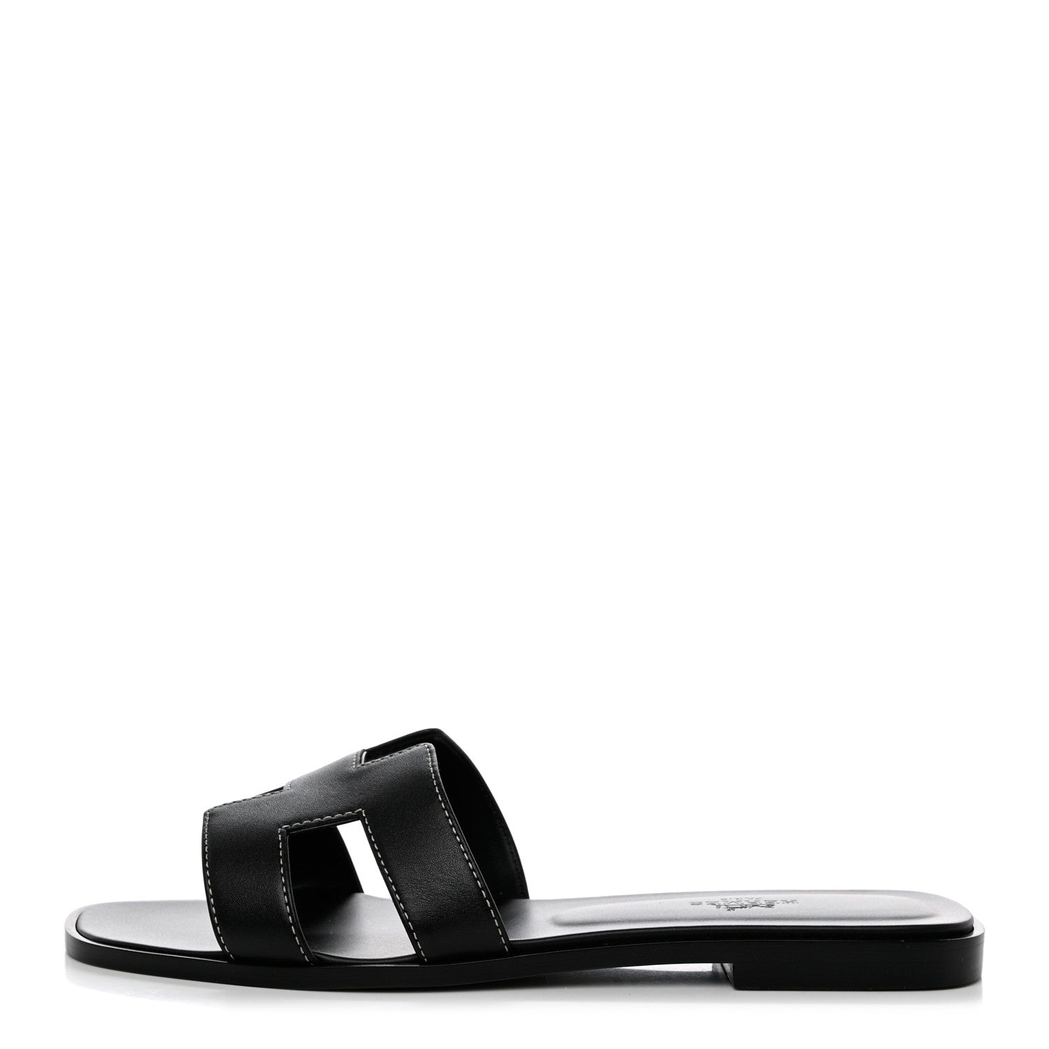 Hermes Box Calfskin Oran Sandals 38.5 Black 2 of 8