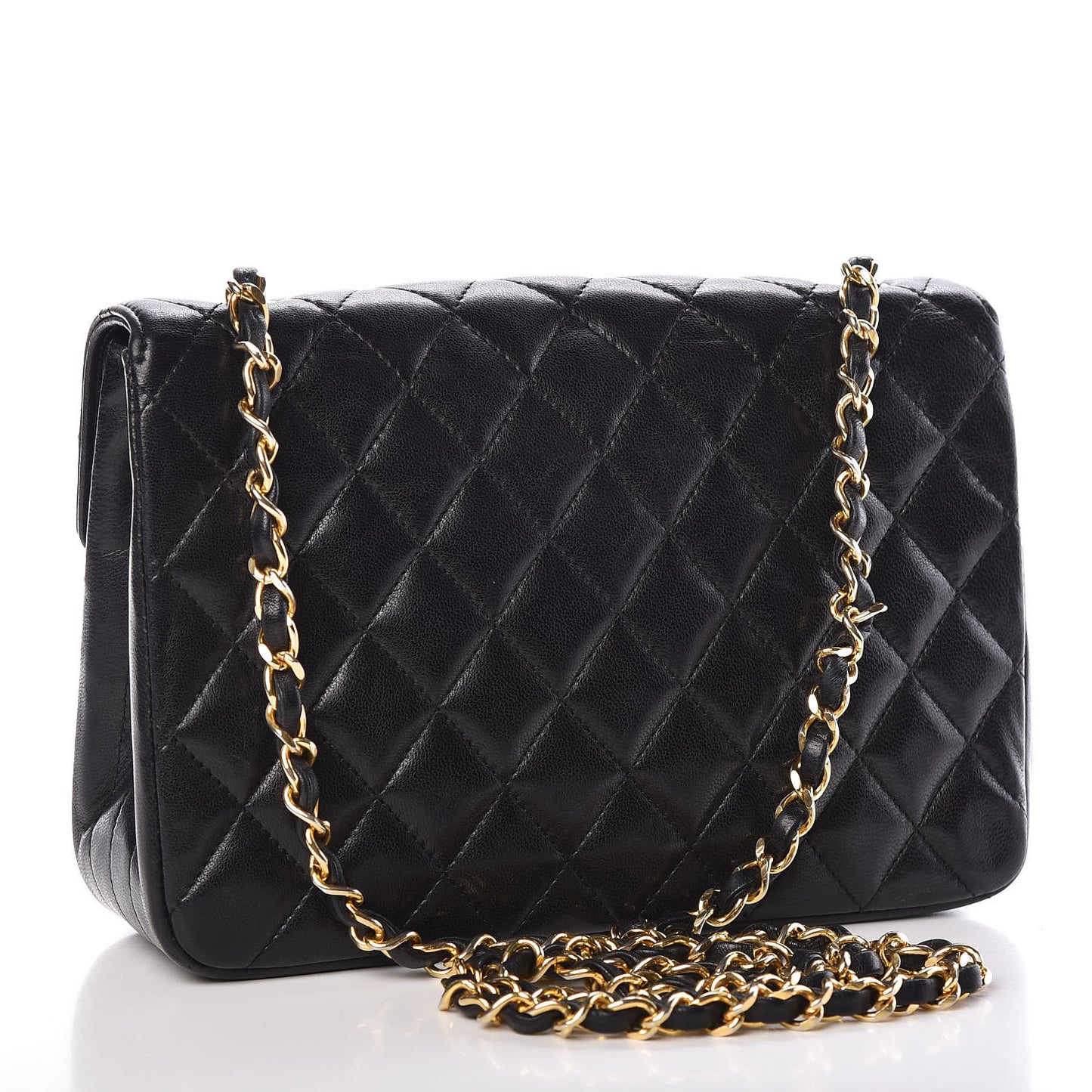 Lambskin Quilted Small Single Flap Black