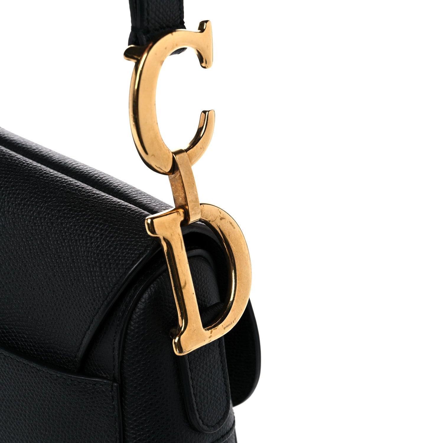 Christian Dior Grained Calfskin Saddle Bag Black 14 of 15