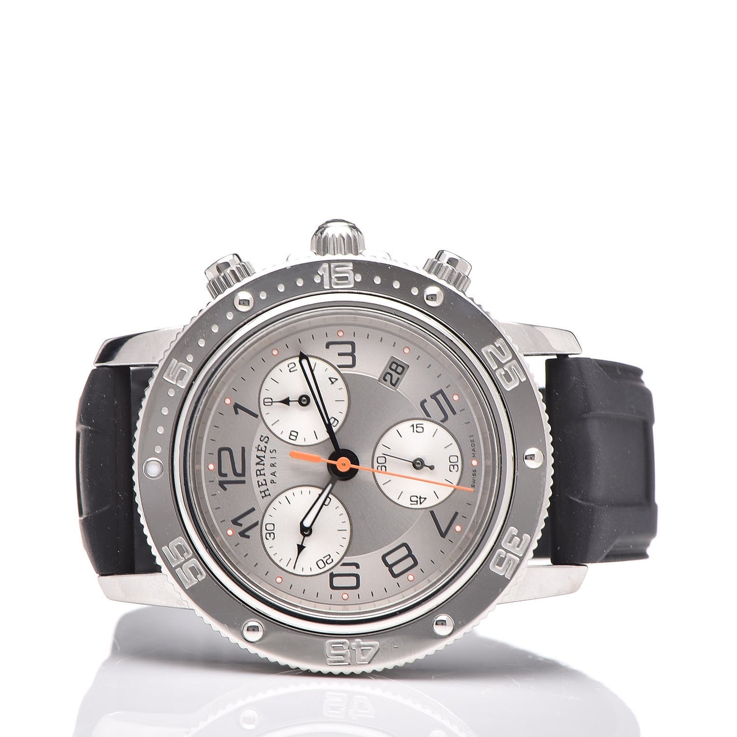 Stainless Steel Rubber 36mm Clipper Chronograph Quartz Watch Noir
