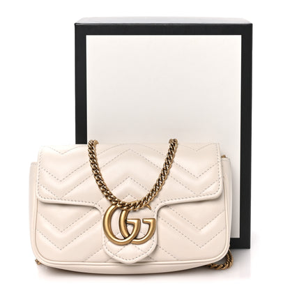 Gucci Calfskin Matelasse Super Mini GG Marmont Shoulder Bag White 11 of 11