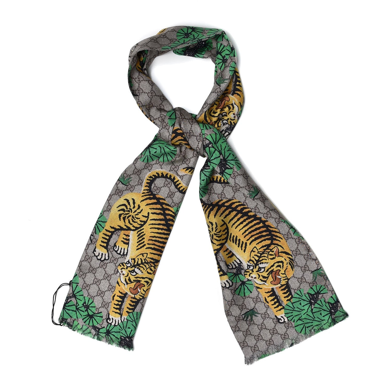 Silk GG Supreme Bengal Print Scarf Beige
