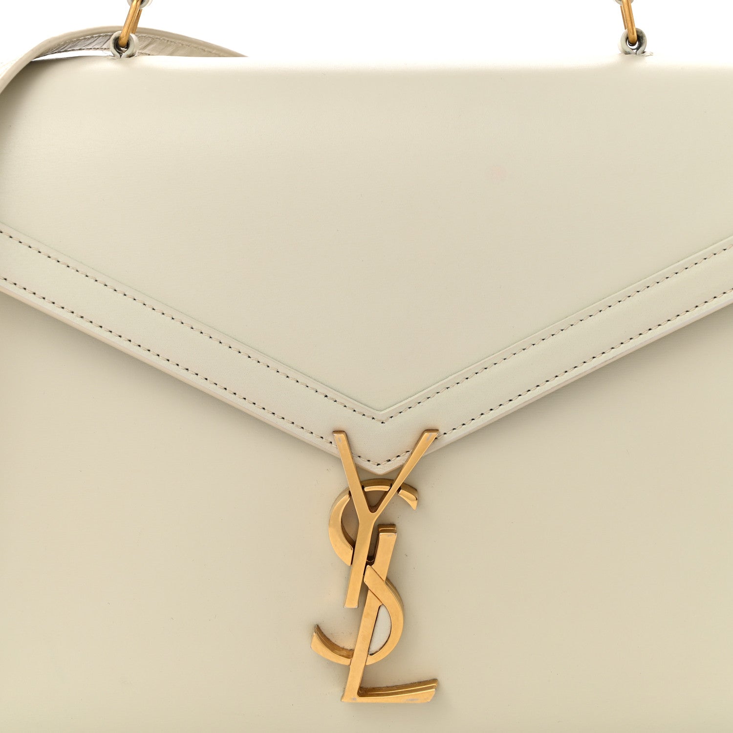 Saint Laurent Smooth Calfskin Medium Classic Monogram Cassandra Top Handle Crema Soft Rouge Legion 8 of 15