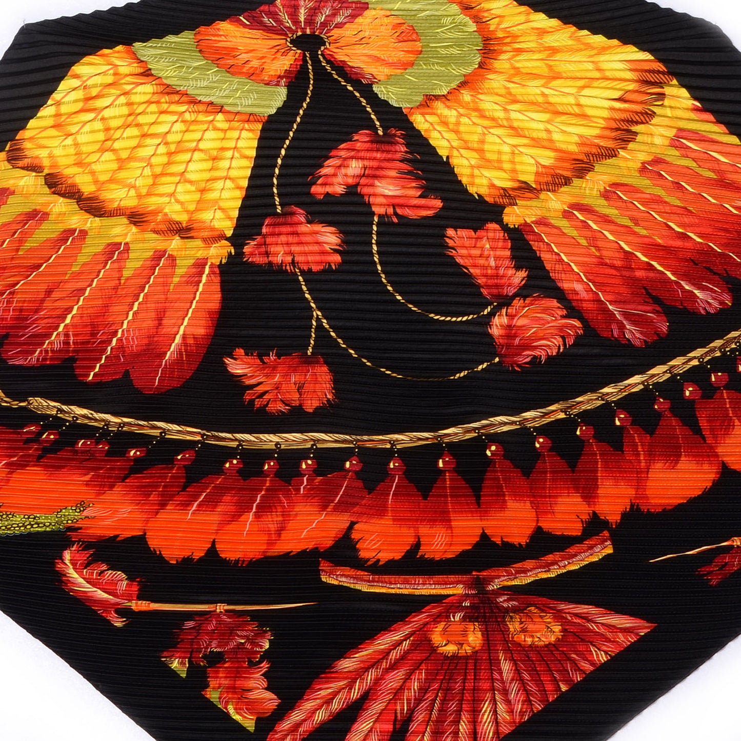Silk Plisse Brazil Scarf 90 Black Orange
