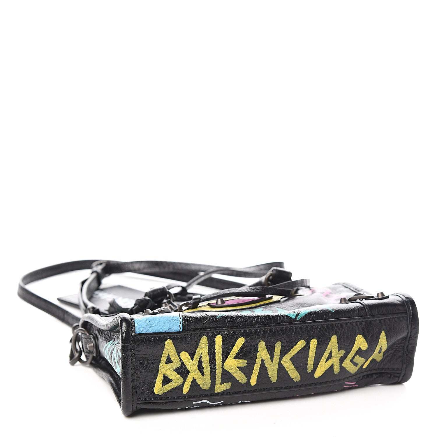 Balenciaga Agneau Graffiti Classic Hardware Nano City Black Multicolor 3 of 9