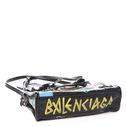 Balenciaga Agneau Graffiti Classic Hardware Nano City Black Multicolor 3 of 9