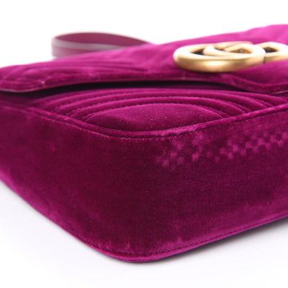 Gucci Velvet Matelasse Medium GG Marmont Shoulder Bag Fuchsia Violet Cyclamen 8 of 11