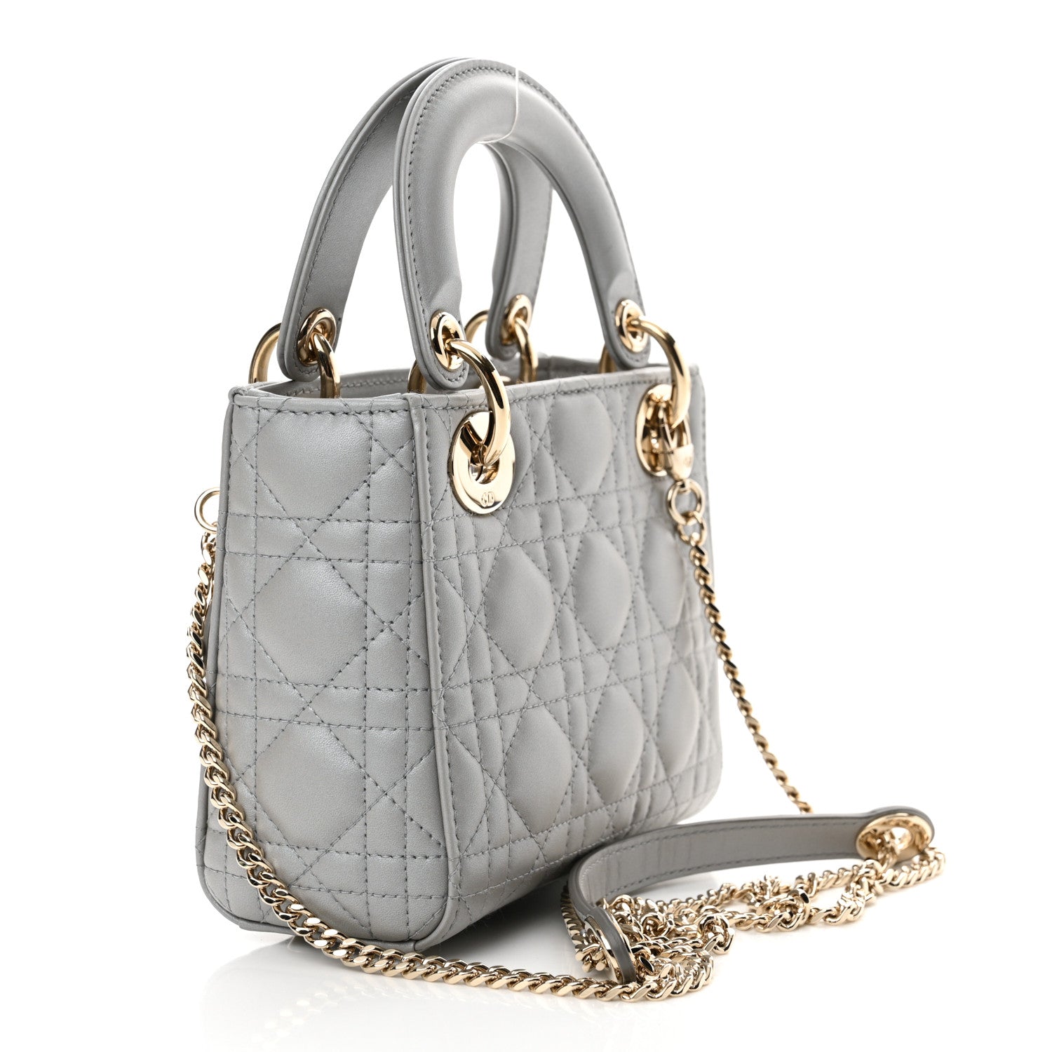 Christian Dior Lambskin Cannage Mini Lady Dior Gray Opaline 3 of 10