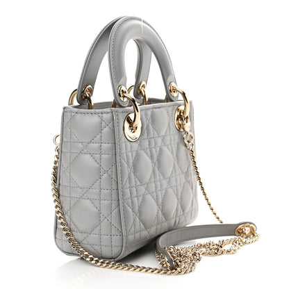 Christian Dior Lambskin Cannage Mini Lady Dior Gray Opaline 3 of 10