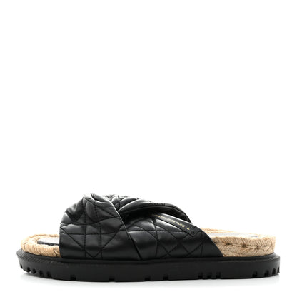 Christian Dior Calfskin Cannage Dtwist Espadrille Platform Sandals 39 Black 1 of 8