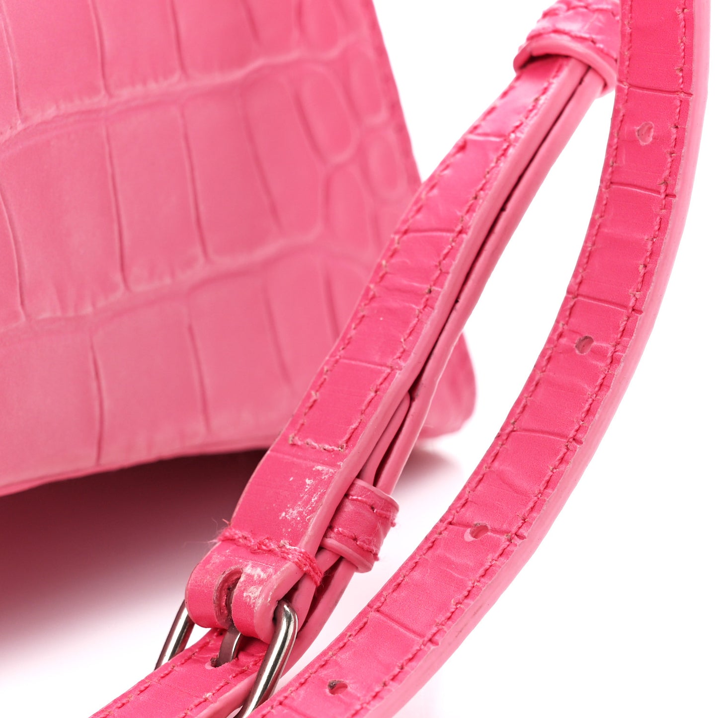 Calfskin Crocodile Embossed Degrade Small Hourglass Top Handle Bag Sweet Pink