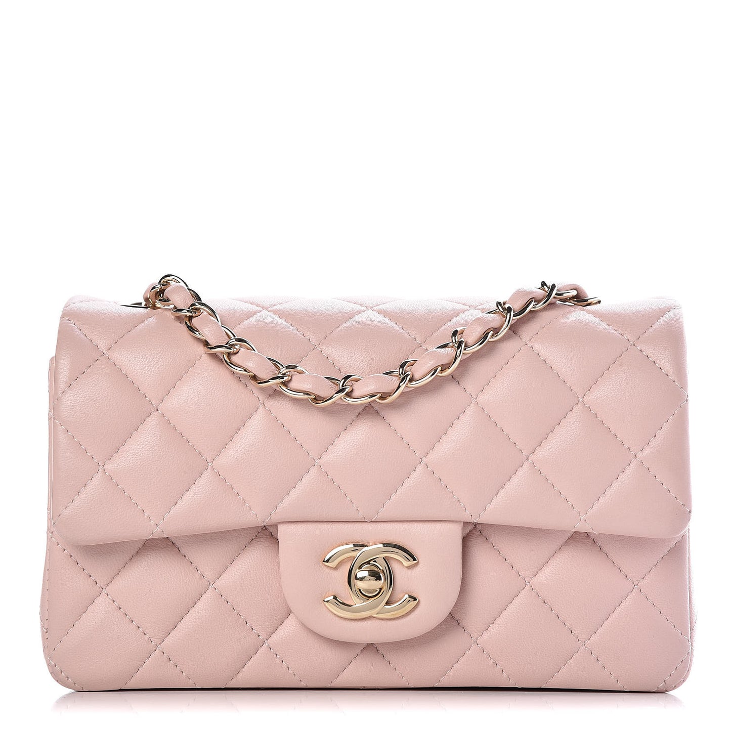 Lambskin Quilted Mini Rectangular Flap Pink