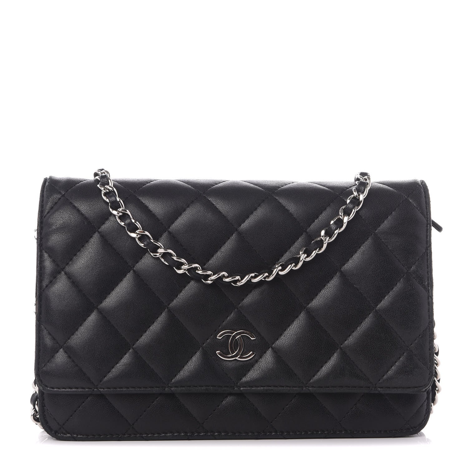 Chanel Lambskin Quilted Wallet On Chain WOC Black 1 of 11