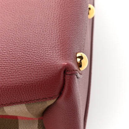 Burberry Grainy Calfskin House Check Medium Banner Tote Crimson 11 of 13
