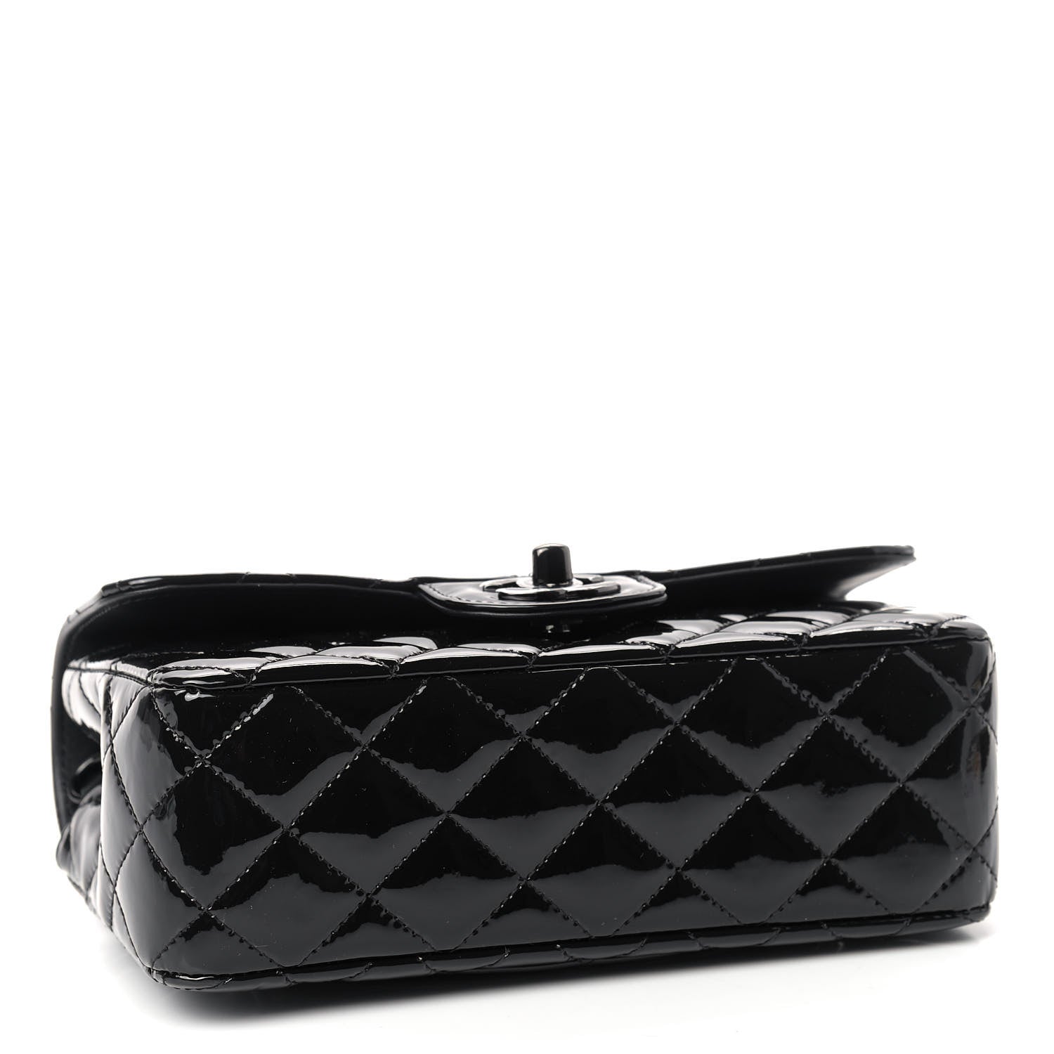 Chanel Patent Calfskin Quilted Mini Rectangular Flap So Black 3 of 8
