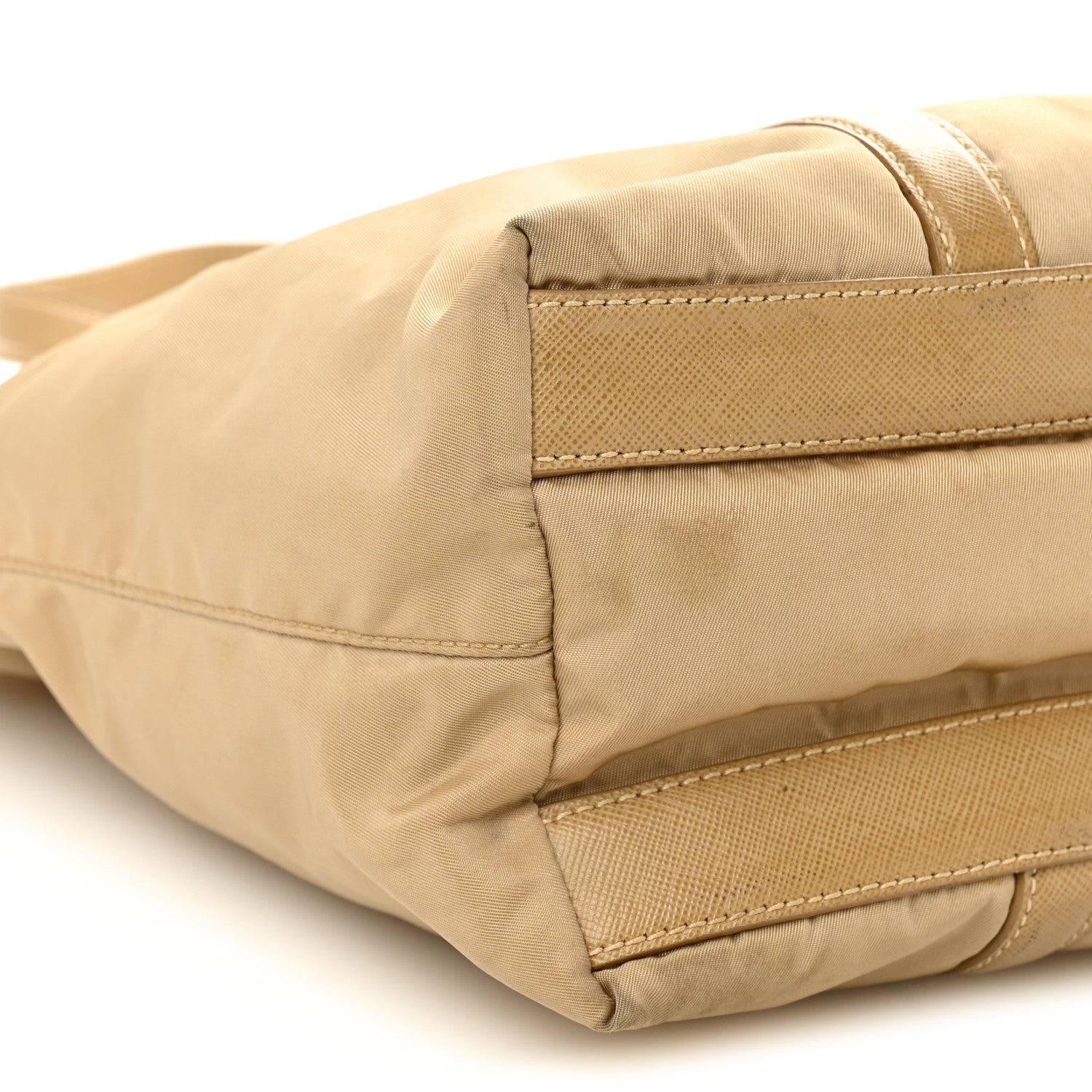 Prada Tessuto Nylon Saffiano Tote Beige 10 of 11