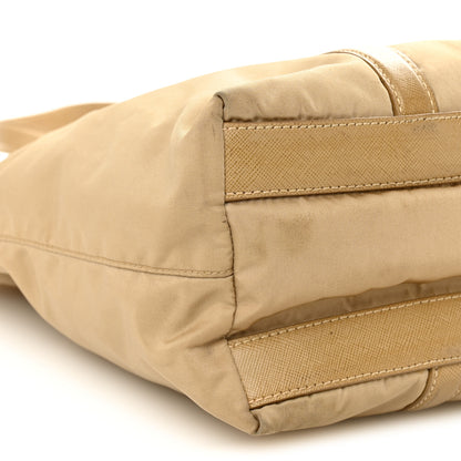 Prada Tessuto Nylon Saffiano Tote Beige 10 of 11