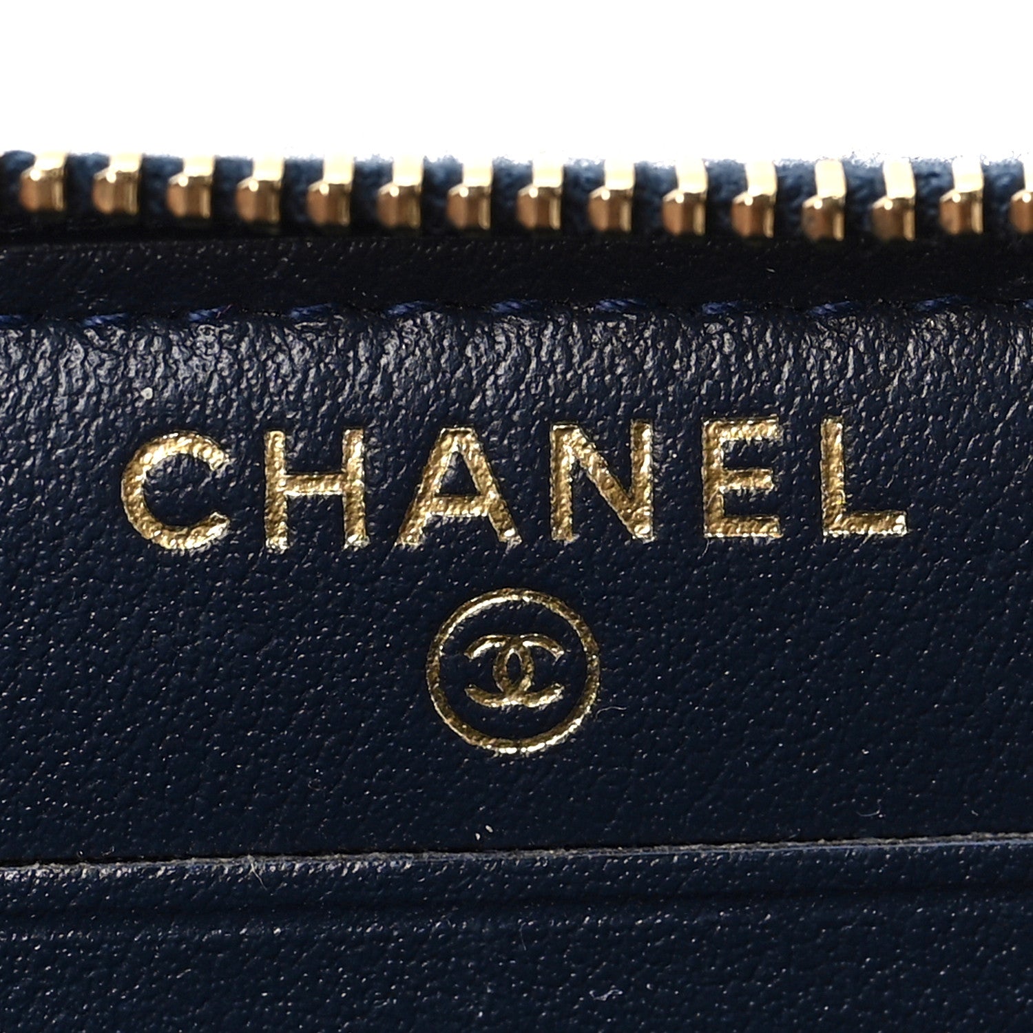 Chanel Lurex Canvas Medium Deauville Zip Around Wallet Navy Blue Gold 6 of 9