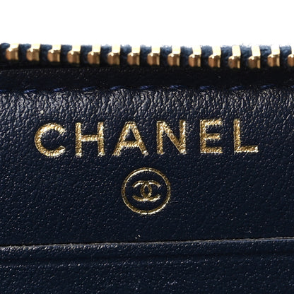 Chanel Lurex Canvas Medium Deauville Zip Around Wallet Navy Blue Gold 6 of 9