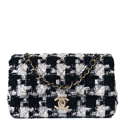 Chanel Tweed Quilted Mini Rectangular Flap Black Ecru White 1 of 11