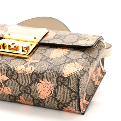 Gucci GG Supreme Monogram Berry Textured Dollar Calfskin Mini Padlock Top Handle Shoulder Bag Beige Ebony Light Copper Mystic White 10 of 10