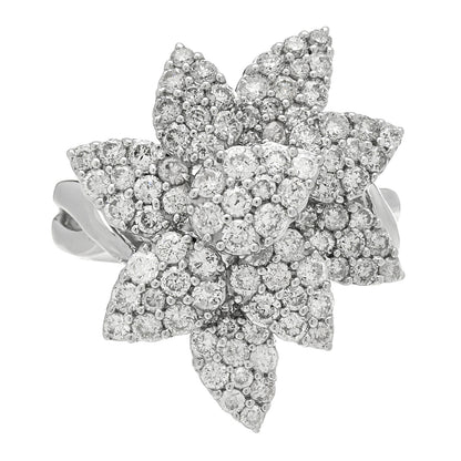 Parker & West by FASHIONPHILE 18K White Gold Diamond 1.90ctw Flower Cocktail Ring  55 7.25 1 of 8