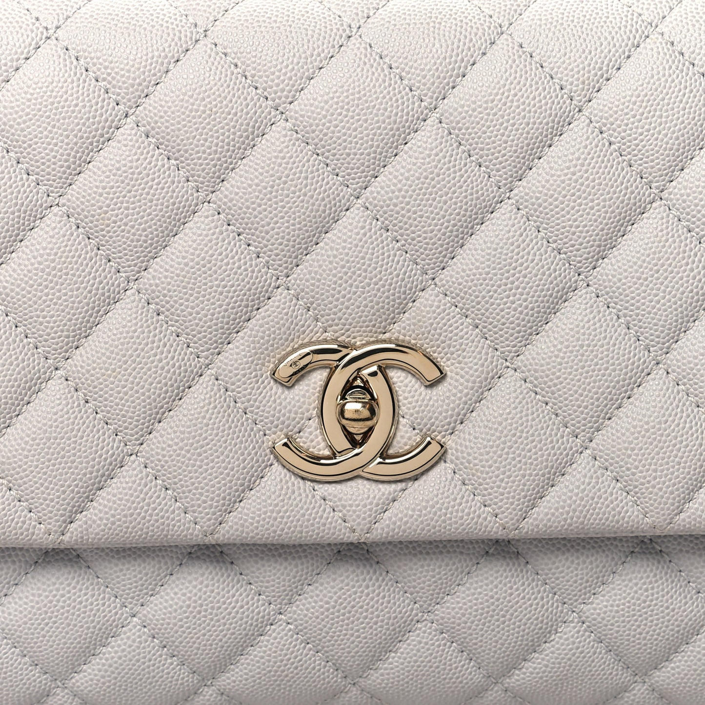 Caviar Quilted Small Coco Handle Flap Light Grey