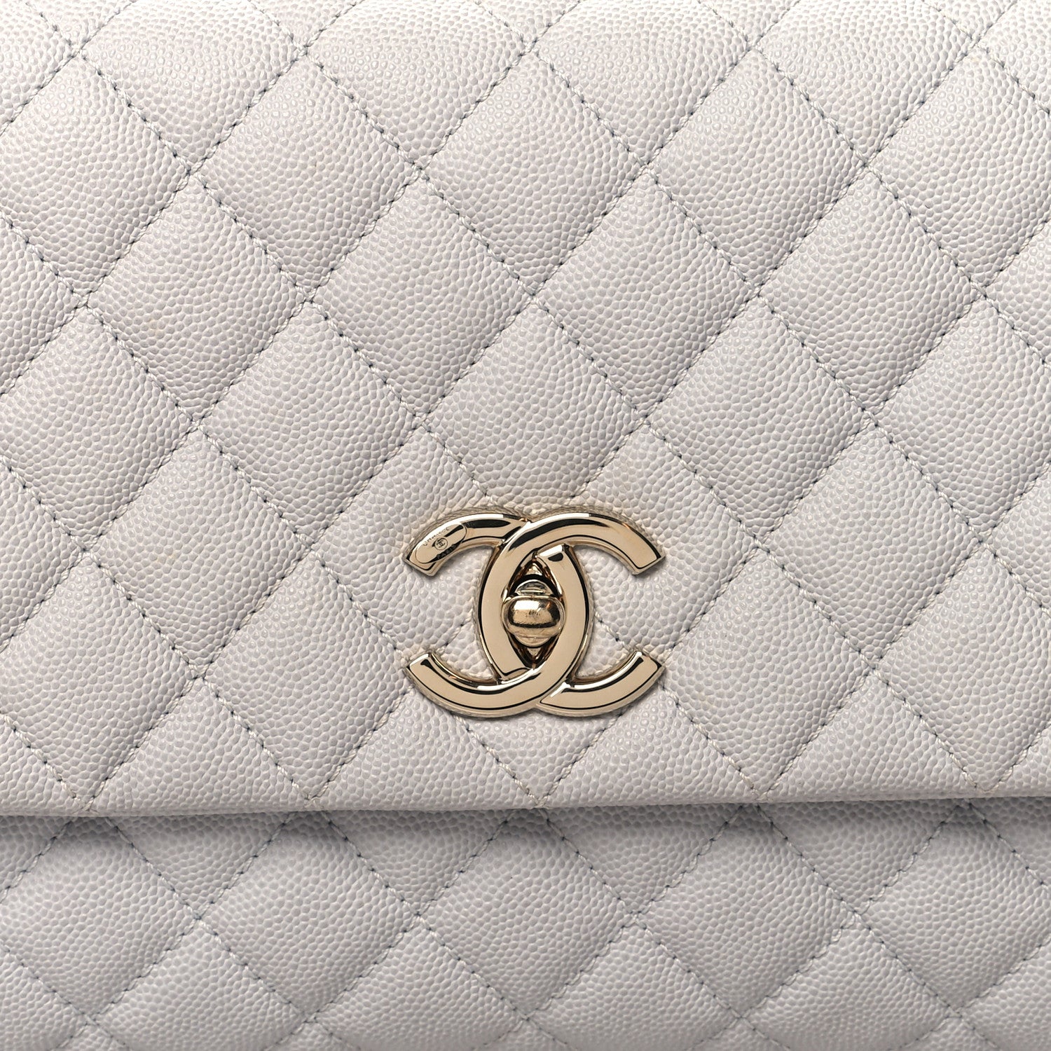 Chanel Caviar Quilted Small Coco Handle Flap Light Grey 8 of 12