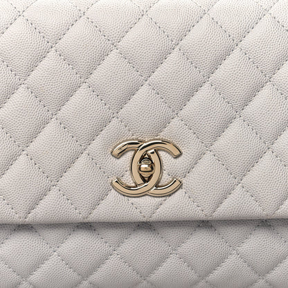 Chanel Caviar Quilted Small Coco Handle Flap Light Grey 8 of 12