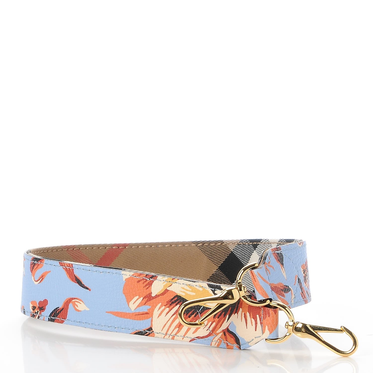 Burberry Soft Grain Calfskin Floral Print Small Buckle Tote Peony Rose Pale Blue Vibrant Orange 11 of 11
