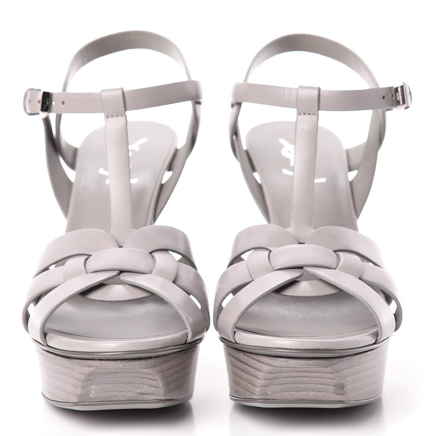Calfskin Tribute 75 Platform Sandals 38.5 Oyster Gray