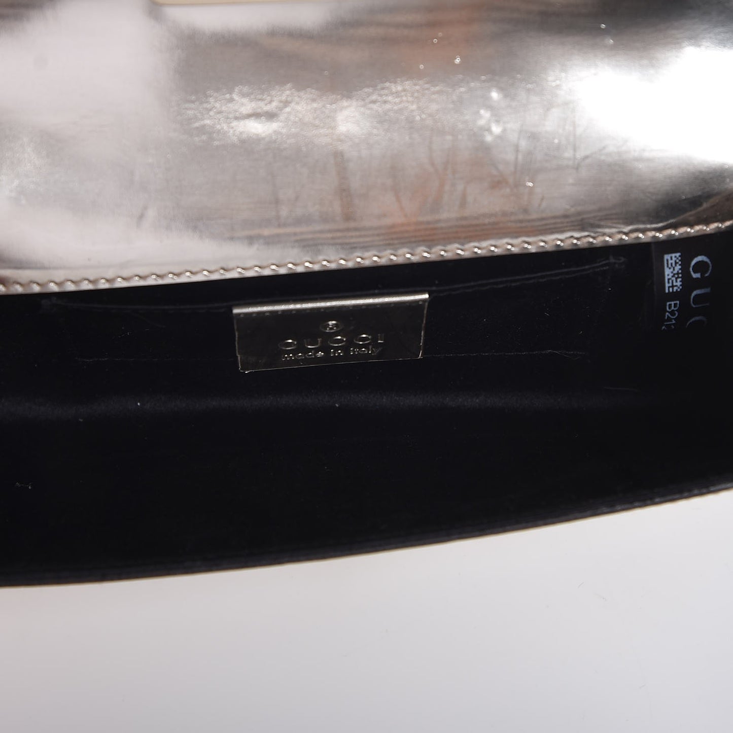 Metallic Patent Padlock Clutch Gold