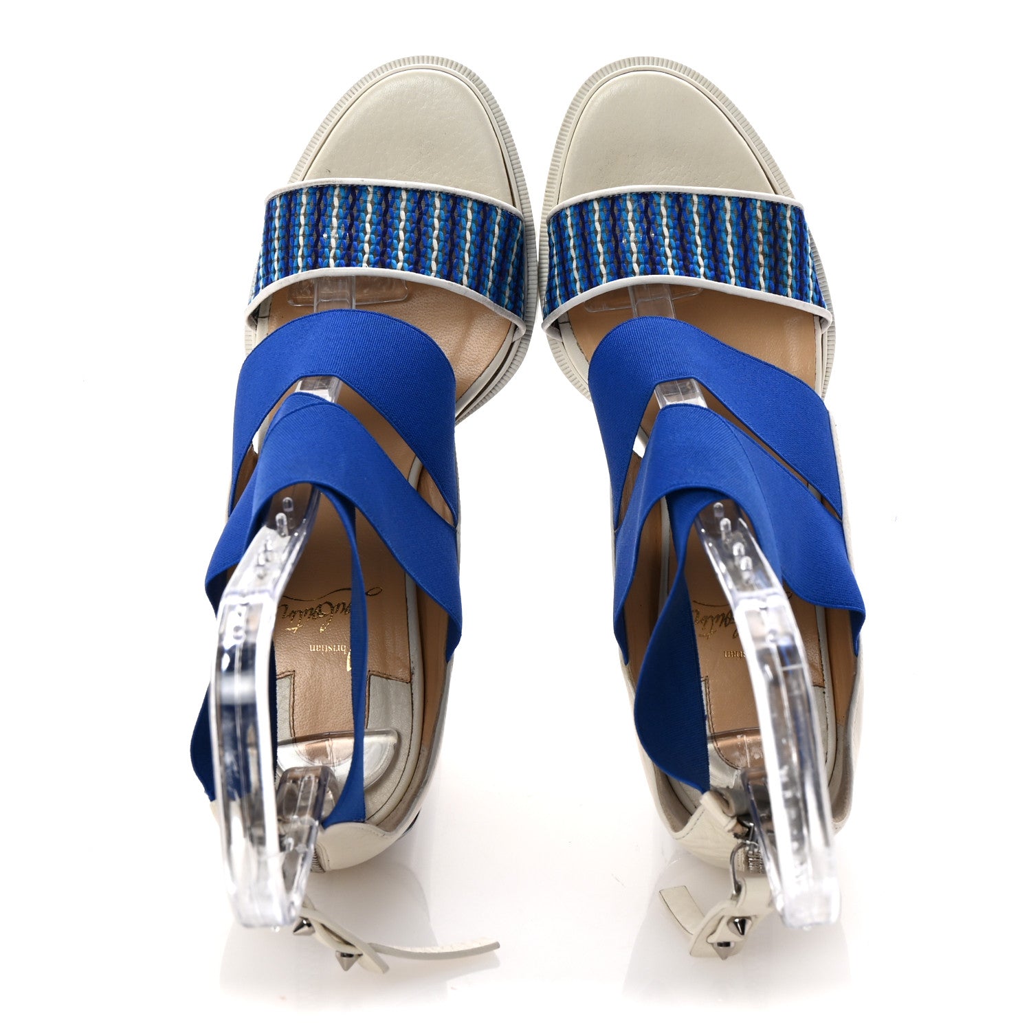 Christian Louboutin Calfskin Patrouiagoma 100 Platform Sandals 40 Blue 2 of 9