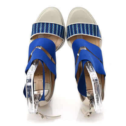 Christian Louboutin Calfskin Patrouiagoma 100 Platform Sandals 40 Blue 2 of 9