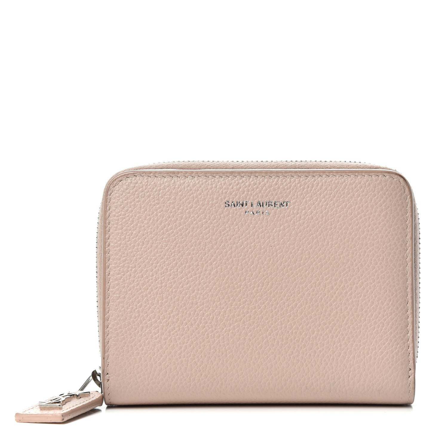 Saint Laurent Grained Calfskin Rive Gauche Compact Zip Around Wallet Pink 1 of 7