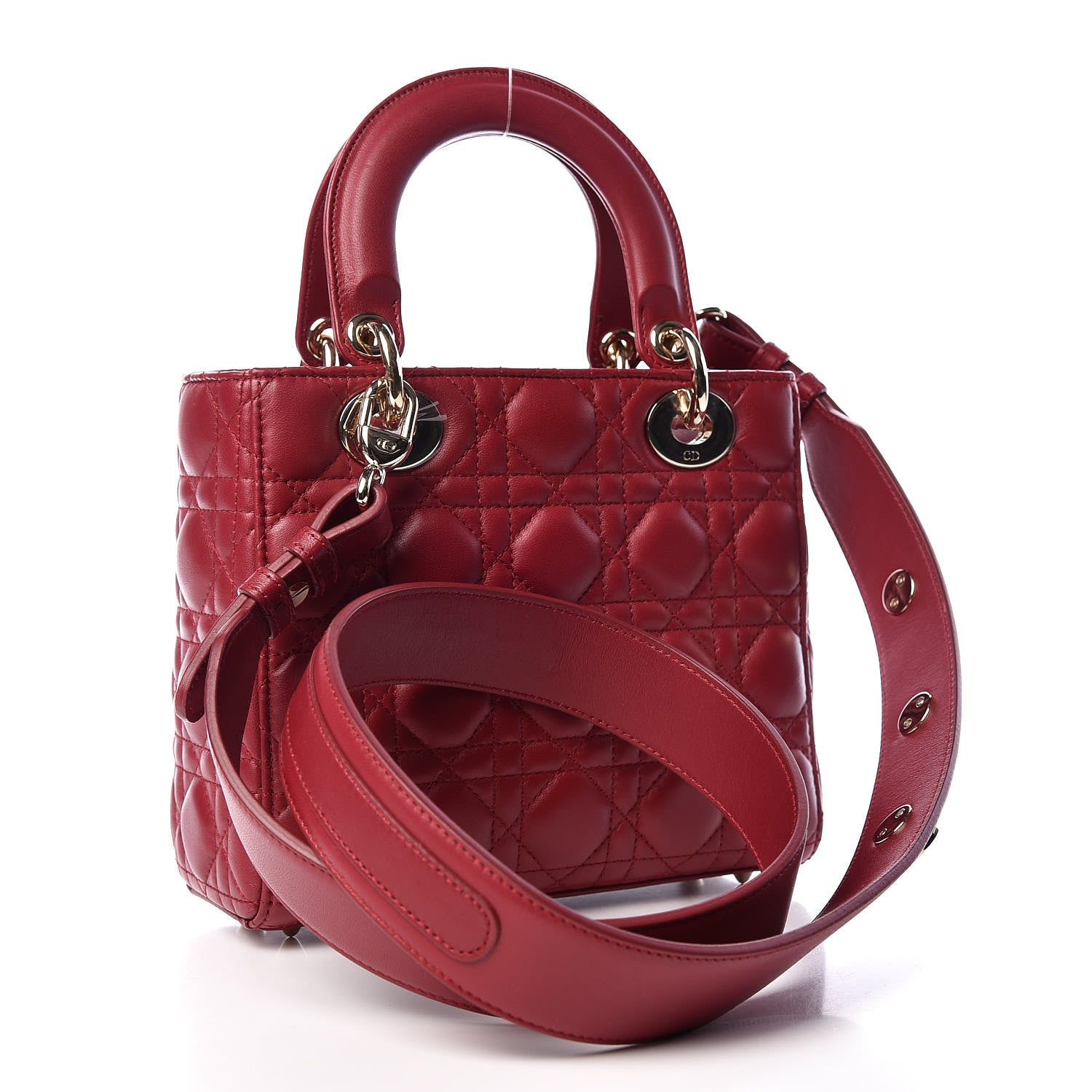 Christian Dior Lambskin Cannage Small My Lady Dior Red 3 of 11