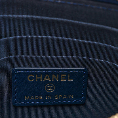 Chanel Caviar Quilted Classic Zip Boy Pouch Navy 6 of 7