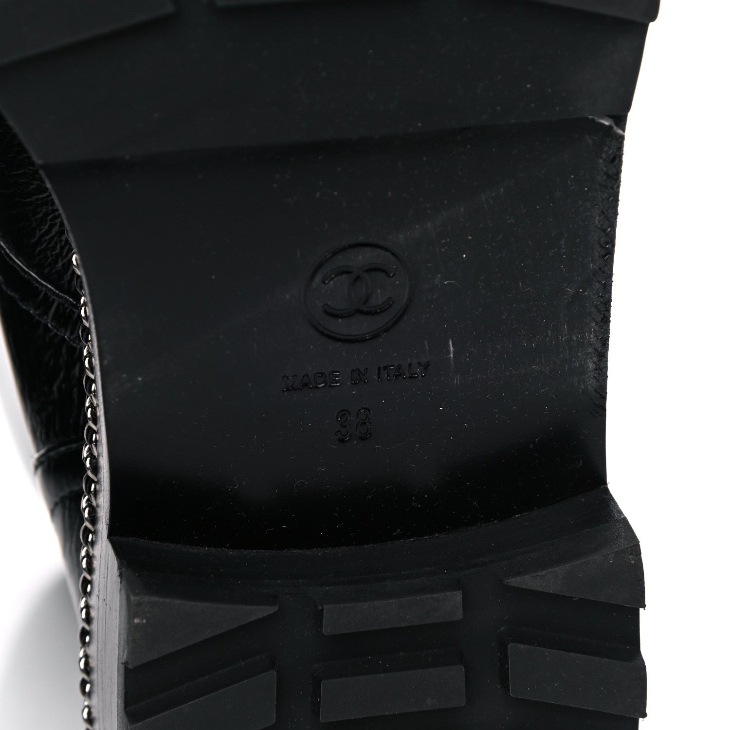 Chanel Crackled Calfskin Velvet Pearl Combat Short Boots 38 Black 6 of 14