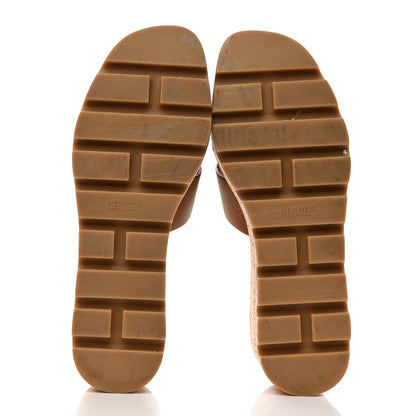Hermes Calfskin Cork Eze 30 Sandals 38 Marron Glaise 5 of 9