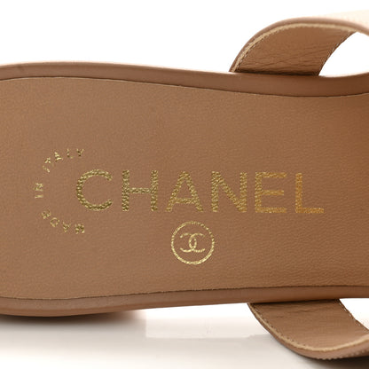 Chanel Calfskin CC Turnlock Mule Sandals 37 Beige 6 of 11