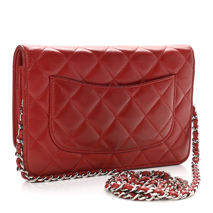 Chanel Lambskin Quilted Wallet On Chain WOC Red 3 of 14