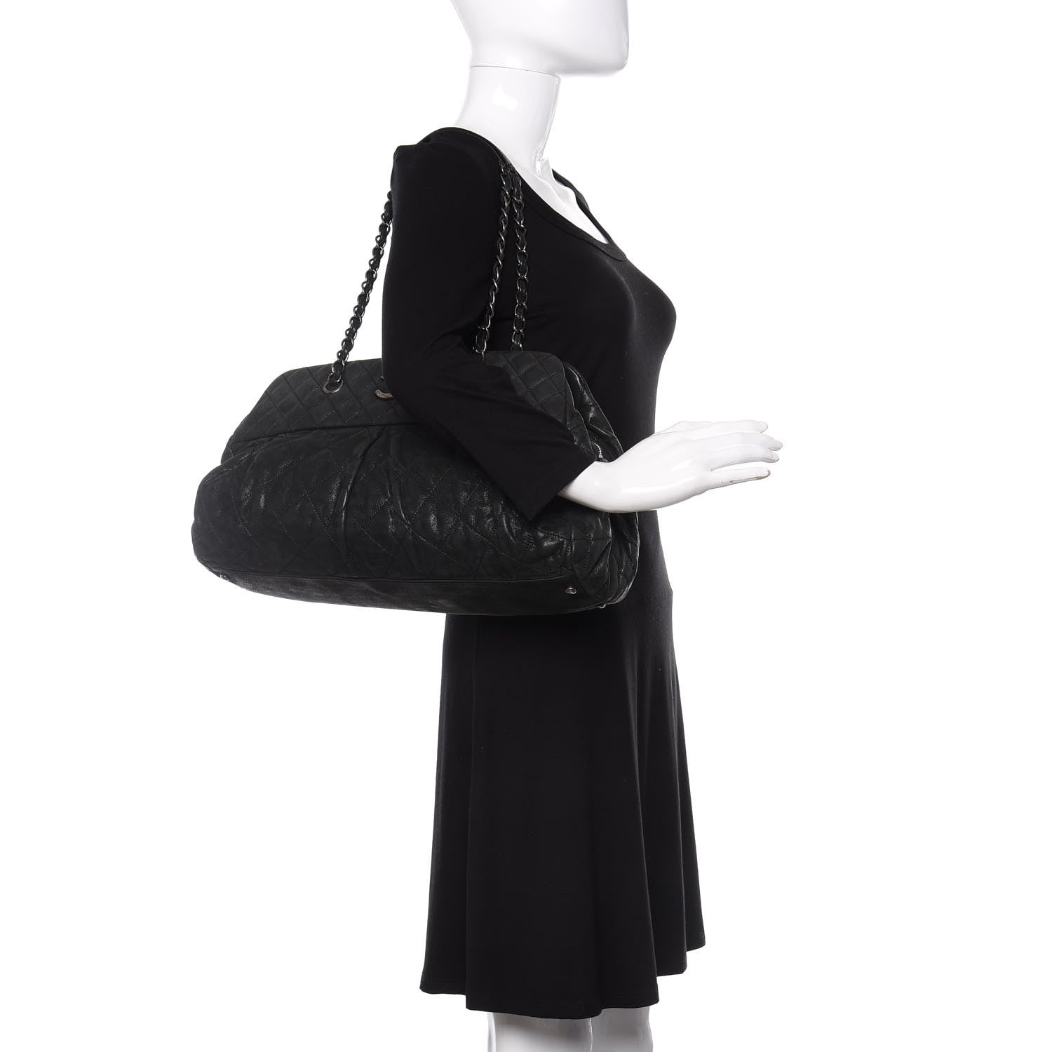 Chanel Iridescent Calfskin Chic Quilt Bowling Bag Black 2 of 14