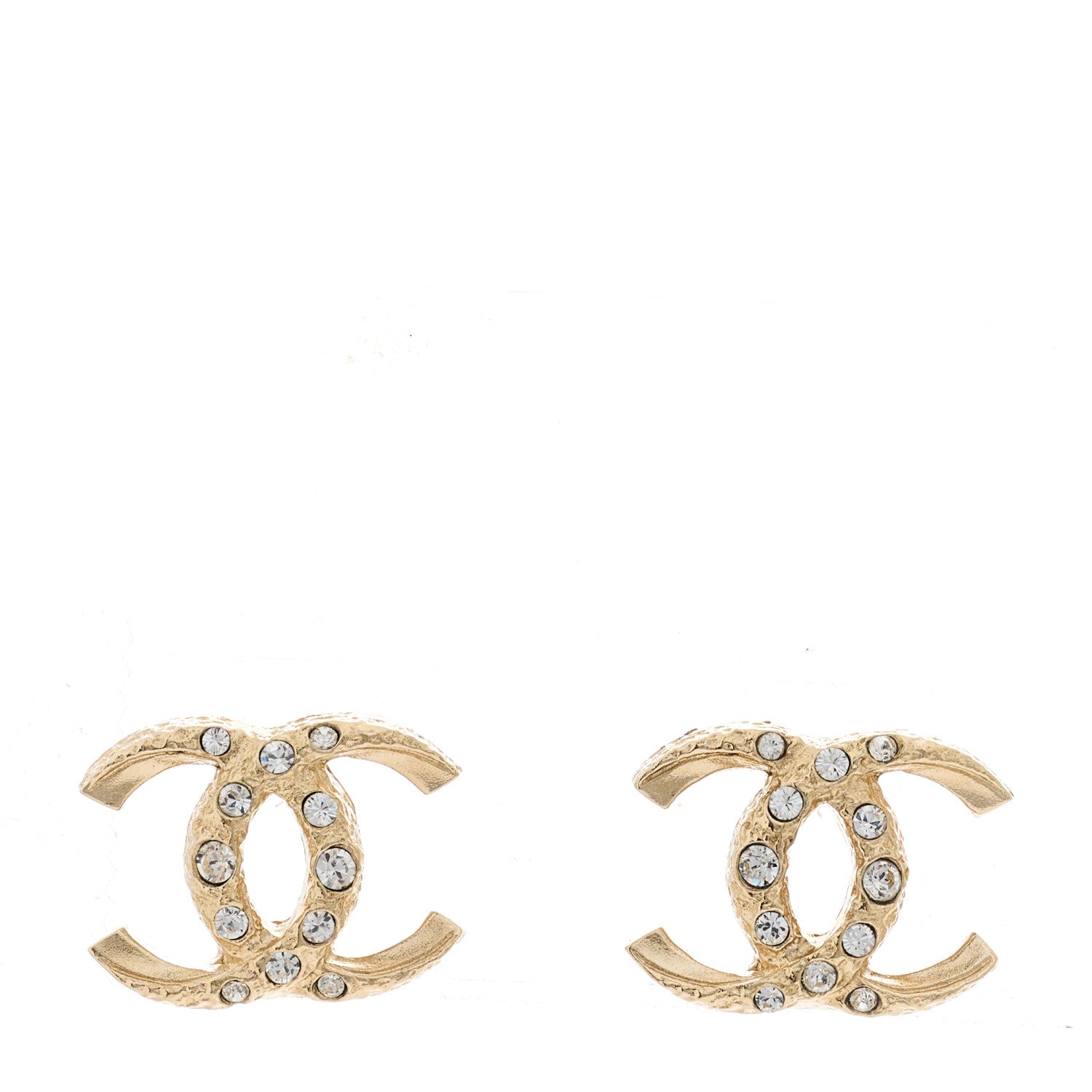 Chanel Crystal Timeless CC Earrings Light Gold 1 of 5