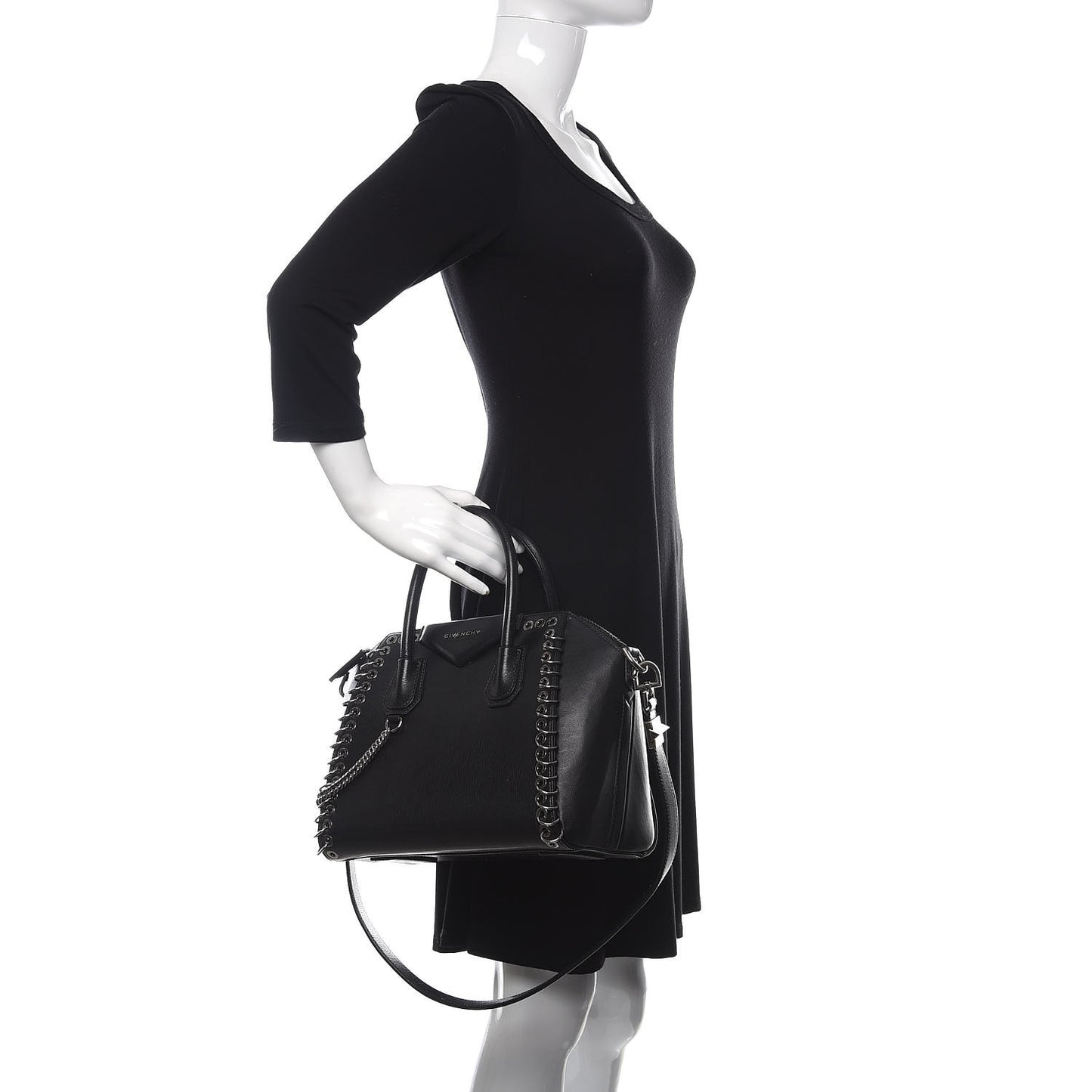 Sugar Goatskin Small Eyelet Antigona Black