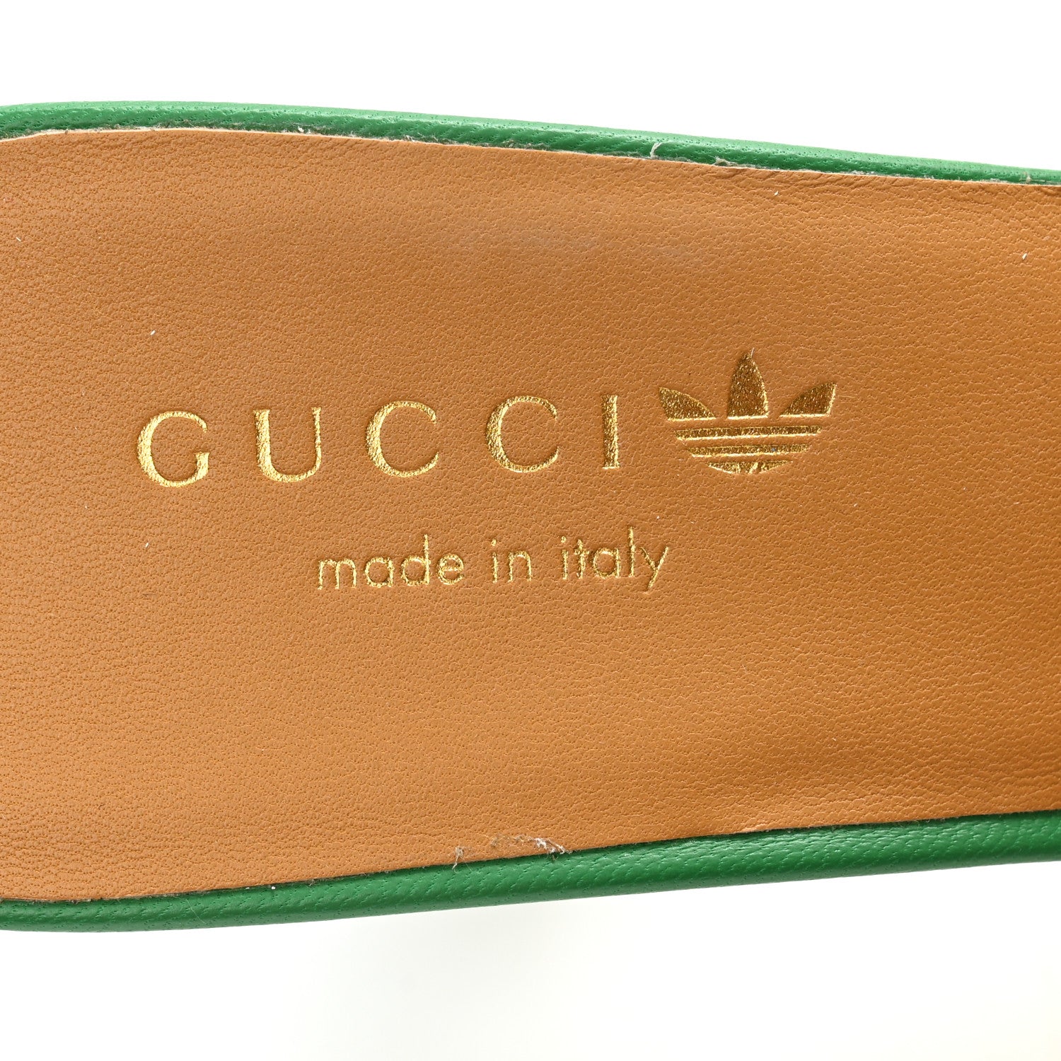 Gucci X ADIDAS Nappa Charlotte Suede Monogram Jumbo GG Trefoil 75mm Slide Sandals 38 New Shamarock Ivoire 6 of 10