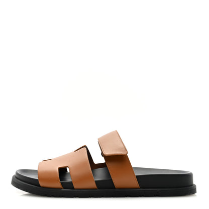 Hermes Calfskin Womens Chypre Sandals 42 Gold 1 of 9