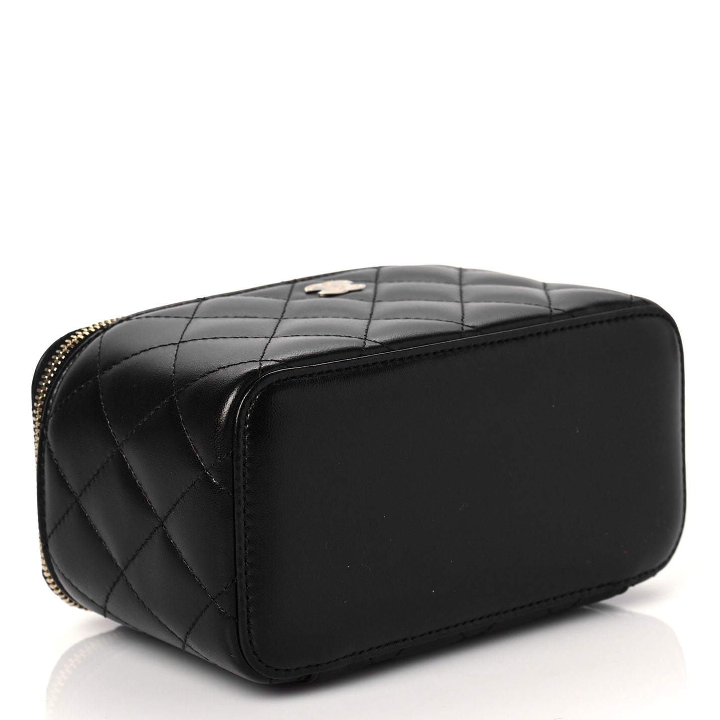 Lambskin Quilted Small Vanity Case With Chain Black
