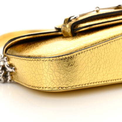 Gucci Metallic Calfskin Mini Horsebit 1955 Asymmetric Shoulder Bag Gold 9 of 11