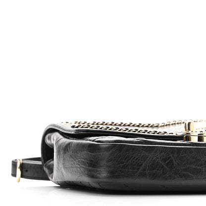 Chanel Crumpled Calfskin Chevron Chain Mini Square Flap Black 9 of 10