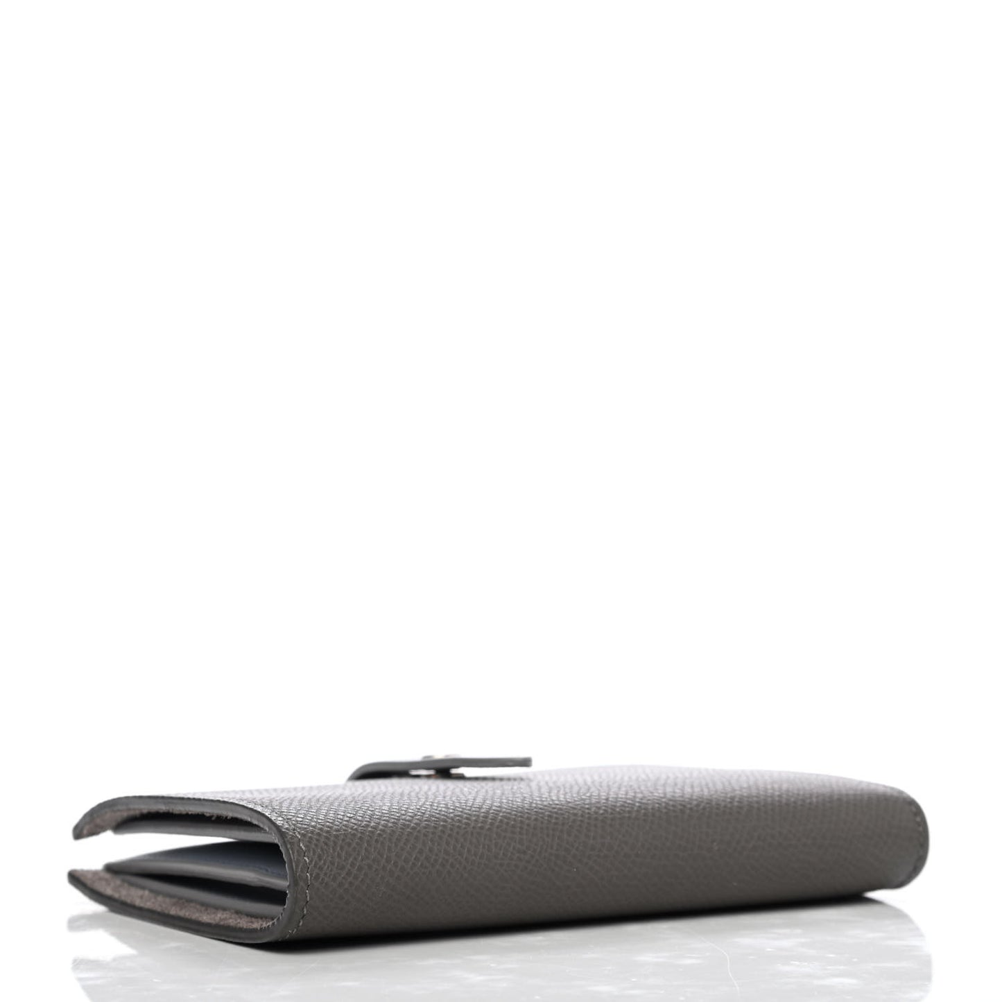 Grained Calfskin Medium Multifunction Strap Wallet Grey Blue